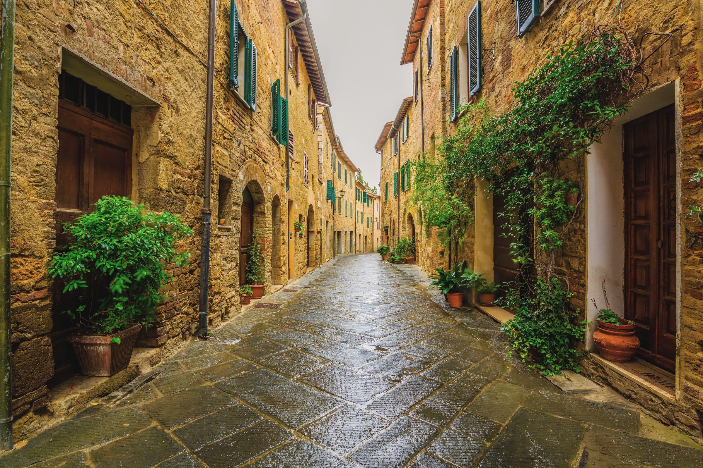 A stone lane in San Quirico d'Orcia, Tuscany