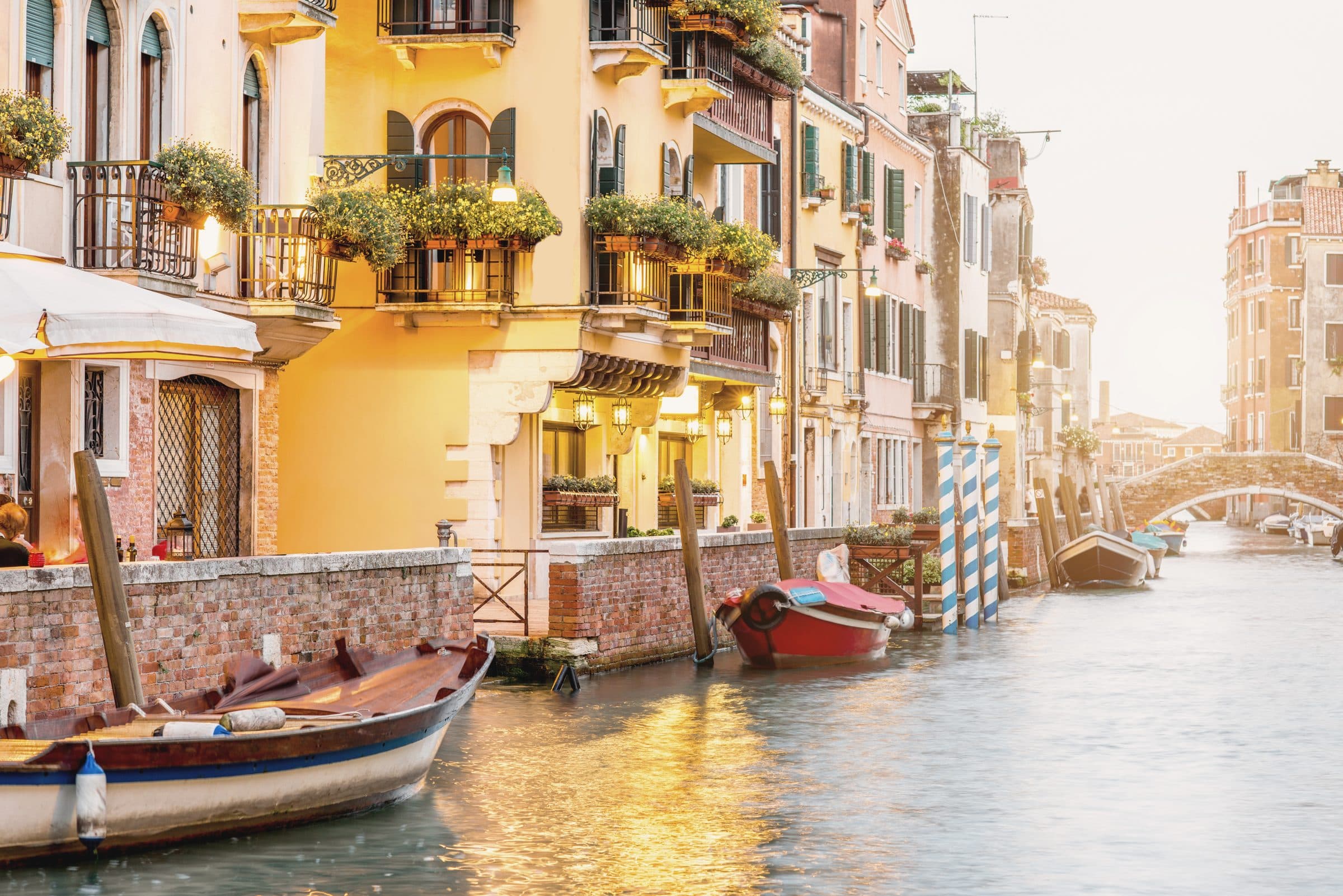 A quiet canal in Dorsoduro, Venice, in evening light