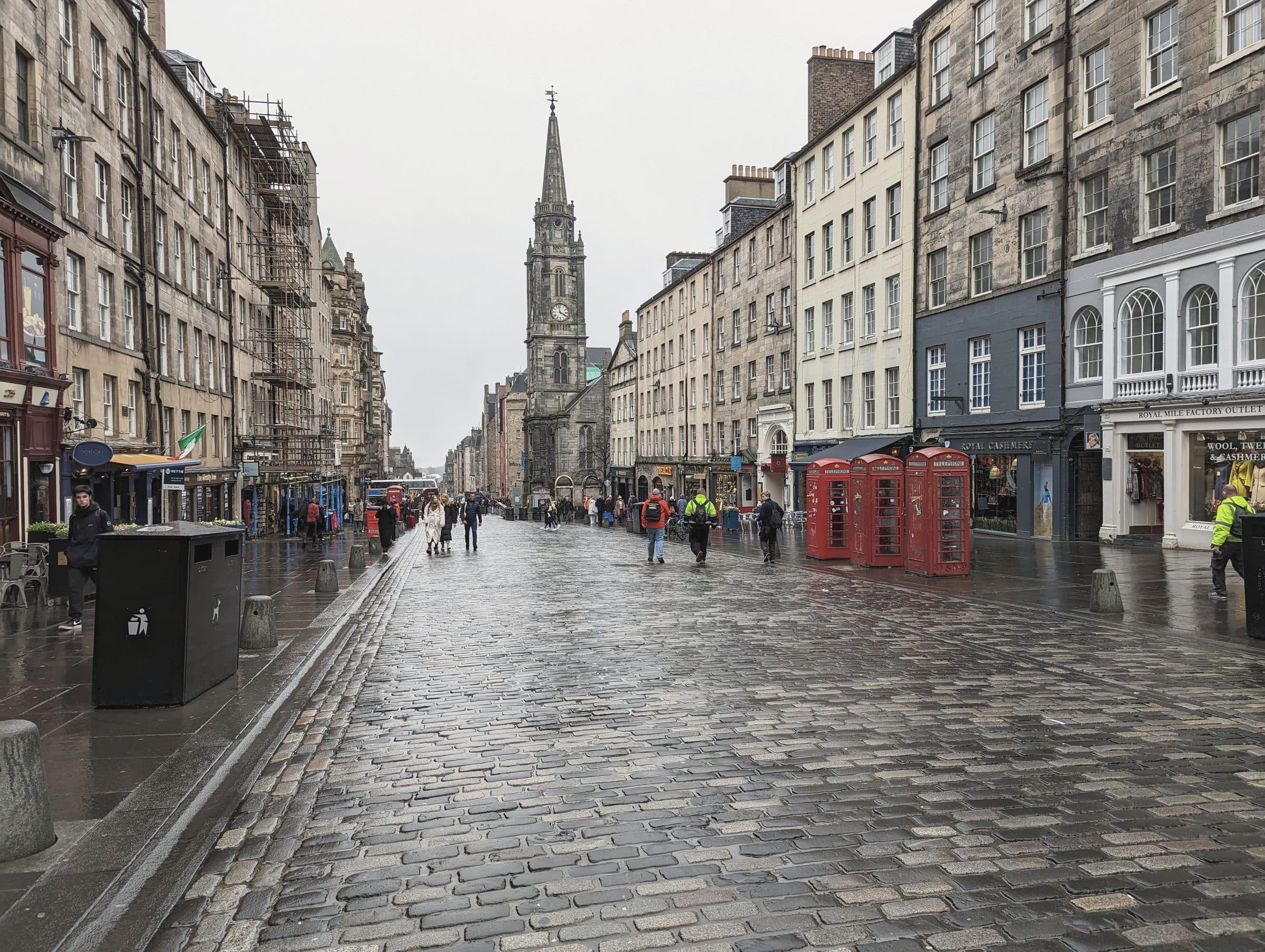 The Royal Mile in Edinburgh after rain