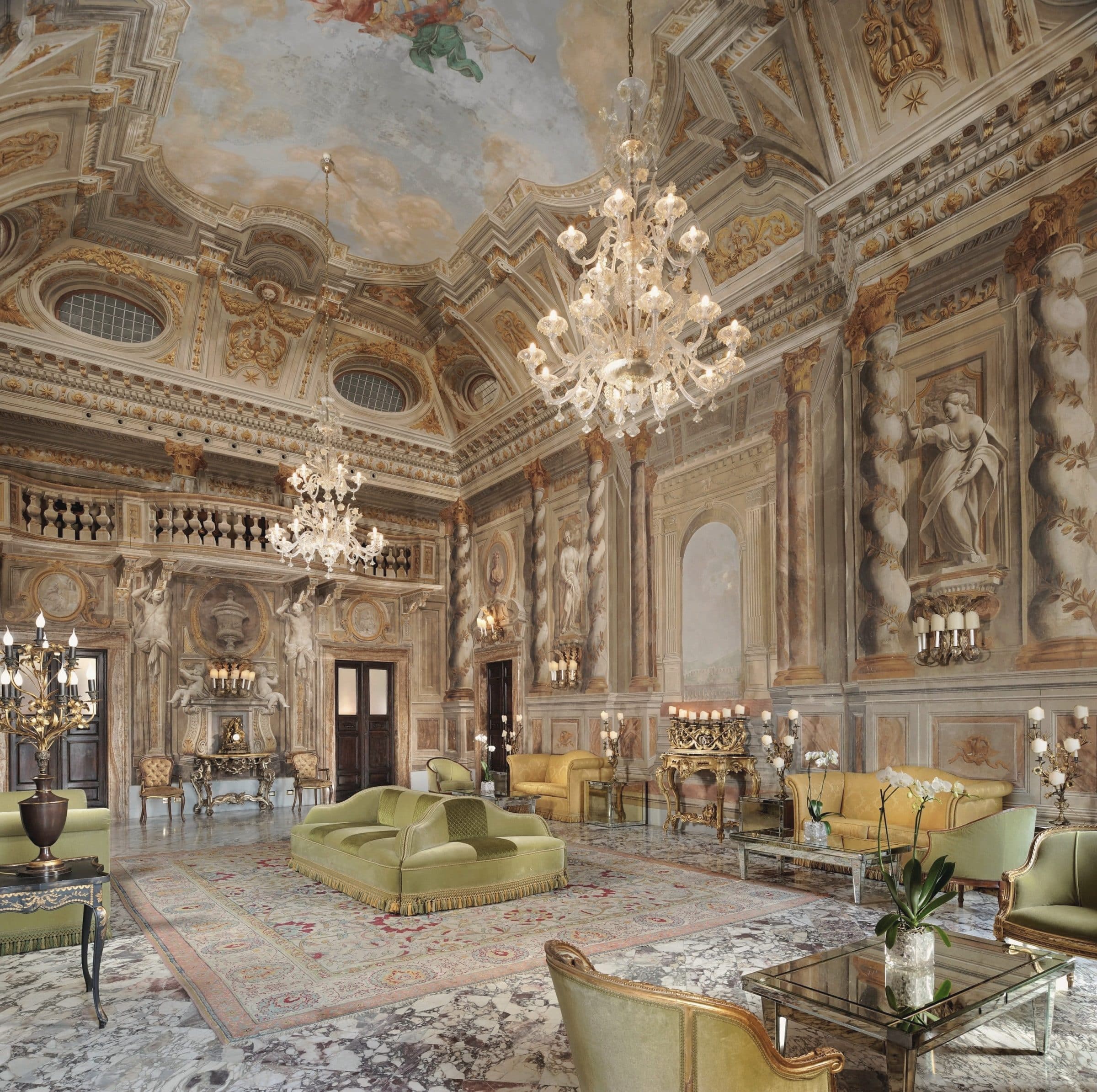 The frescoed salon of the Grand Hotel Continental, Siena